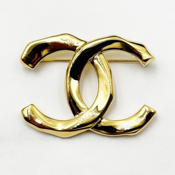 Chanel Brand New Gold Bended CC Brooch  - Picture 1 of 4